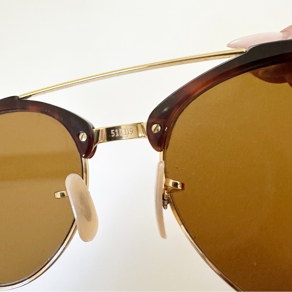 Ray-Ban RB 4346 Clubround Double Bridge Sunglasses 990/33 Shiny Red Havana Brown - Picture 5 of 11